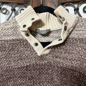 Denver Hayes V-Neck Sweater in Brown and Cream
